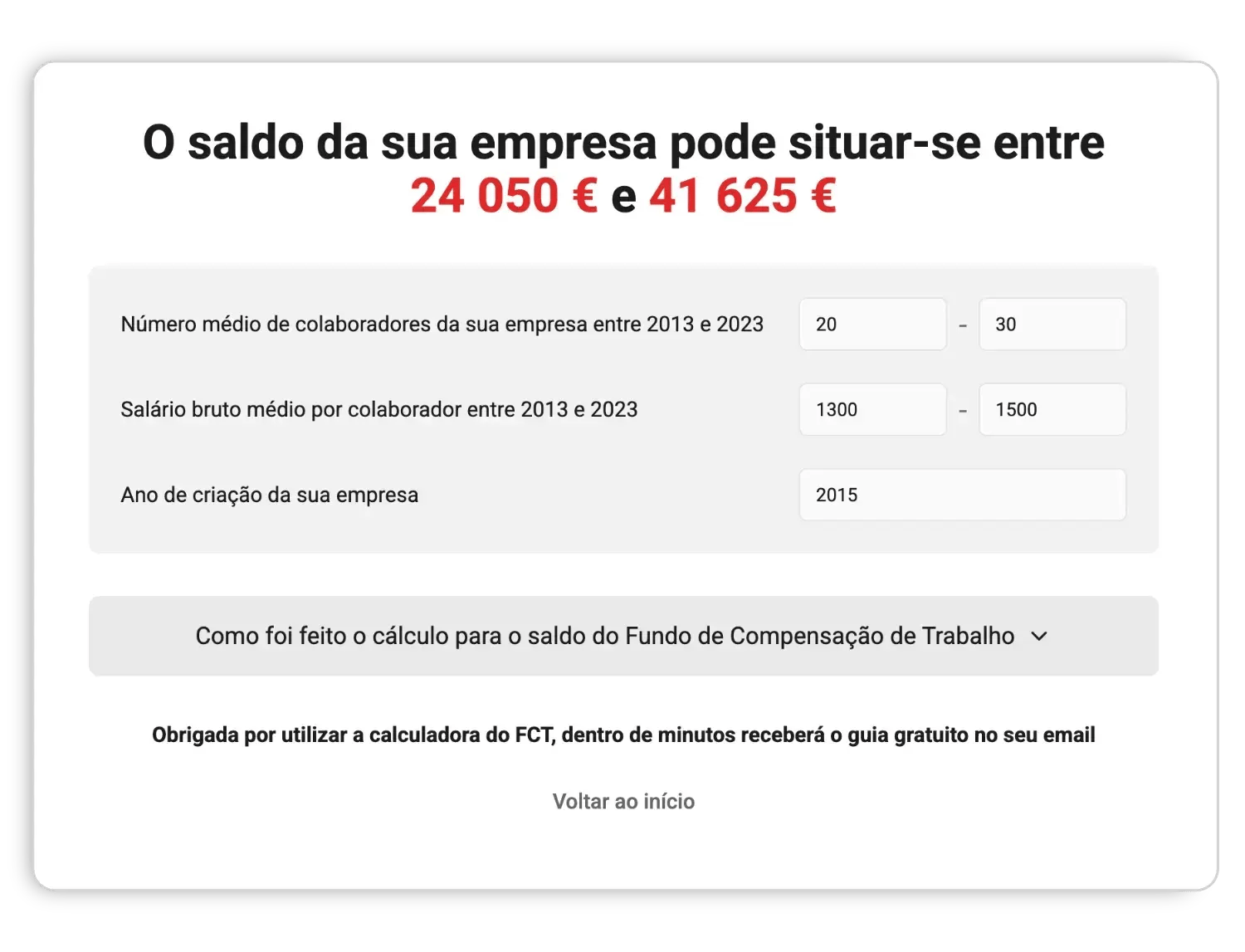 Calculadora do saldo do fundo